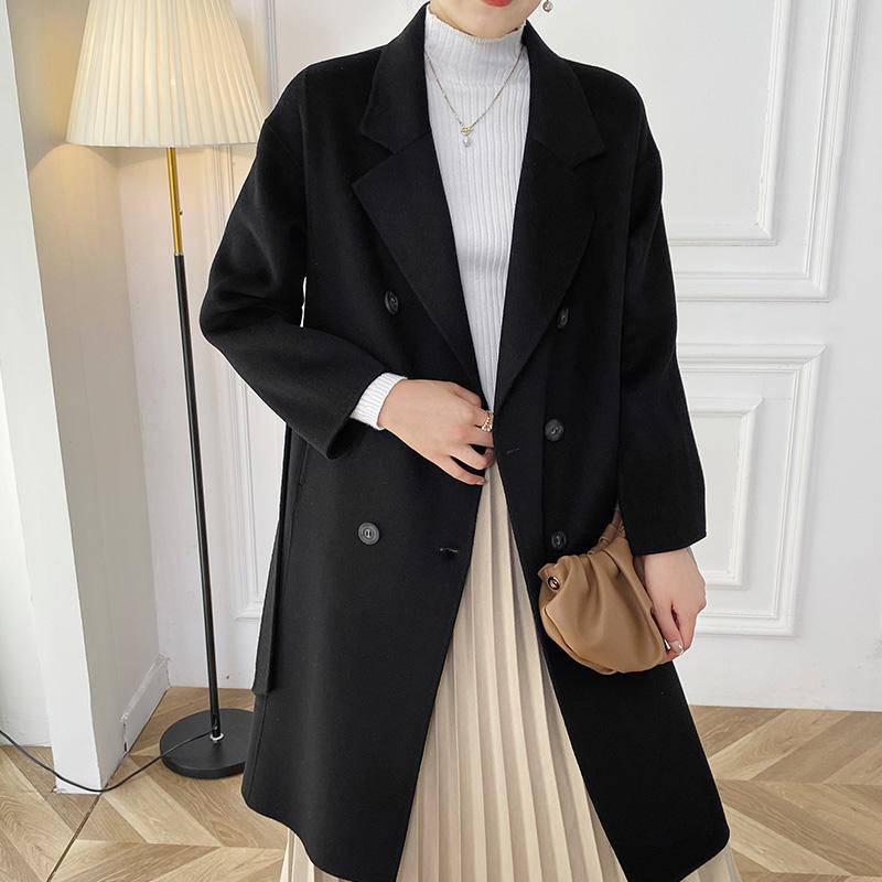 Женское пальто из 100% шерсти TIDENOVEL Осеннее шерстяное длинное пальто Ручной работы Пальто-бушлат Зимняя теплая шерстяная длинная куртка Пальто