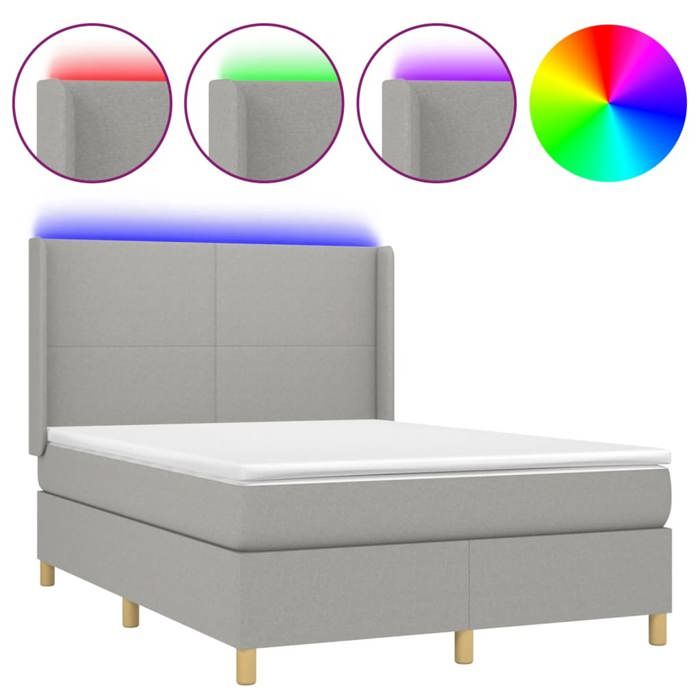 VidaXL Bed Slatted Base with Mattress and LEDs, Upholstered Bed, Double Bed, Adult Bed for Interior Bedroom, 3138709