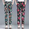Летние брюки с цветочным принтом для женщин среднего и пожилого возраста. Эластичные брюки больших размеров с высокой талией для женщин пожилого возраста.