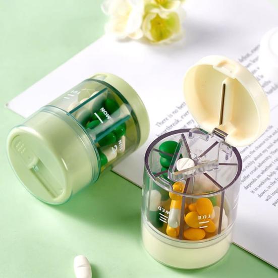 Pill Box Organizer Weekly Medicine Dispenser Large Capacity Compact Design Portable Pill Tablet Storage Box with Cutter