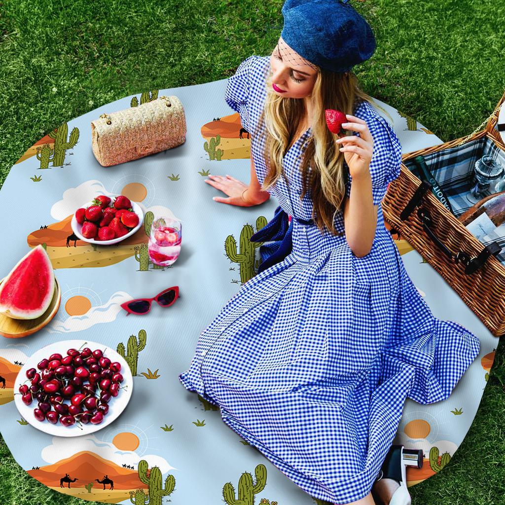 Расписанная вручную круглая скатерть с изображением пустынного верблюда и облаков кактуса, водонепроницаемая скатерть для украшения свадебного стола, обеденный стол