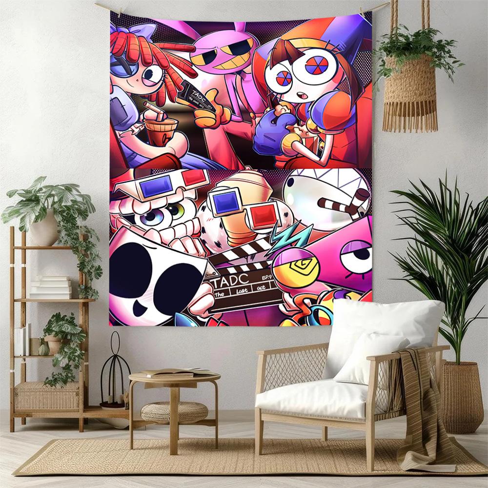 Digital Circus Wall Decor Tapestry Art For Pet Memorial Birthdaywedding Party Backdrop Family Gift