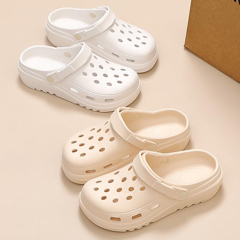 Thick Soled Perforated Shoes for Women, Sandals for Wearing, Height Increasing Slippers, Hiking Beach Sandals