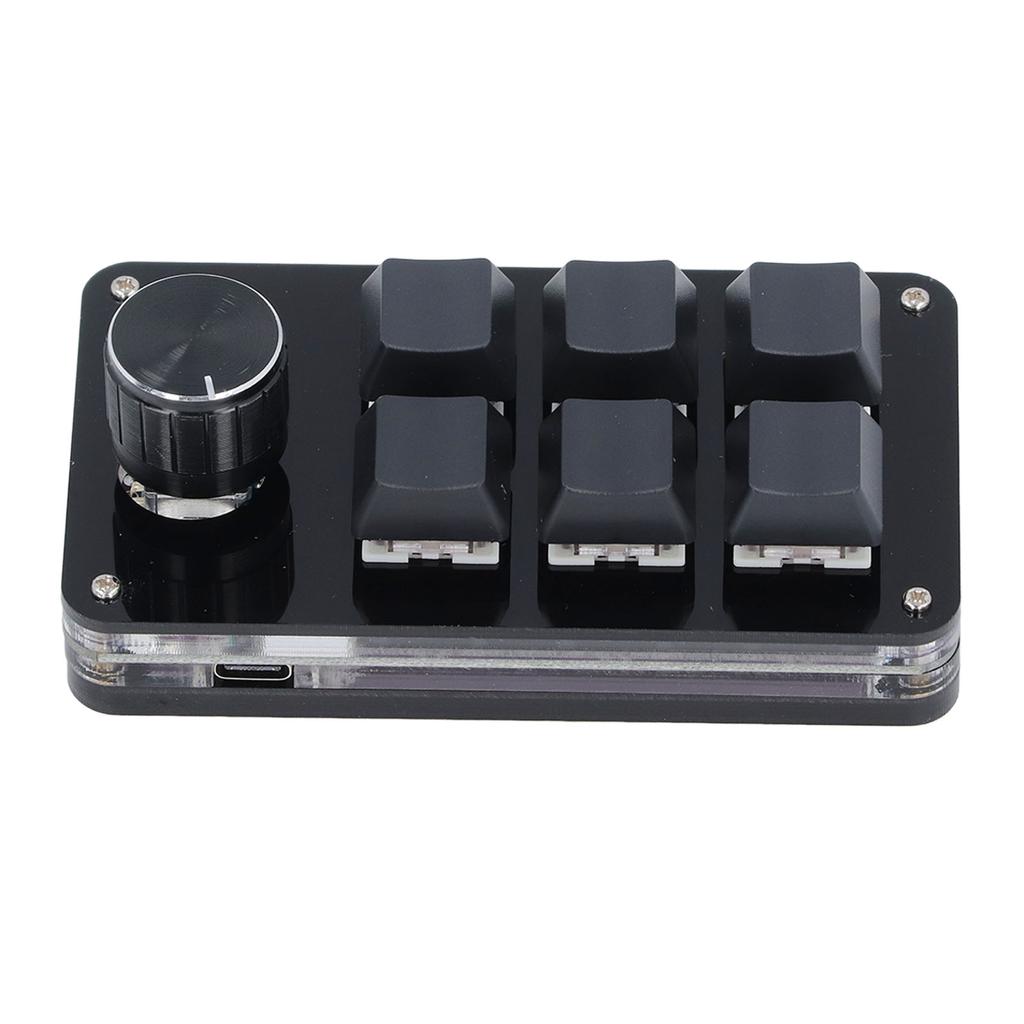 Macro Mechanical Gaming Keyboard 6 Keys 1 Knob Programming Macro Pad for Laptop Computers
