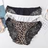 Women's Seamless Lace Leopard Print Low-Waist Underwear - Large Size, Japanese Style, Thin Cotton Crotch