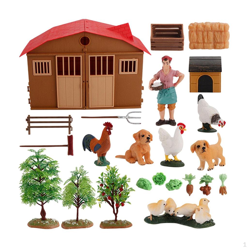 Farm Animals Figures Set Barn Toys Lifelike Educational Toy for Kids Preschool