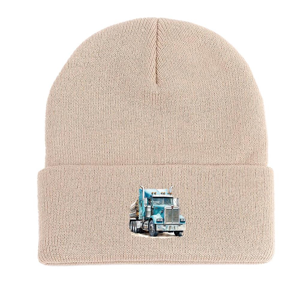 Blue Pickup Truck Warm Knit Hat Beanie, Woman Cap Cozy Lightweight Stylish Headwear Knitted Cap Beanie