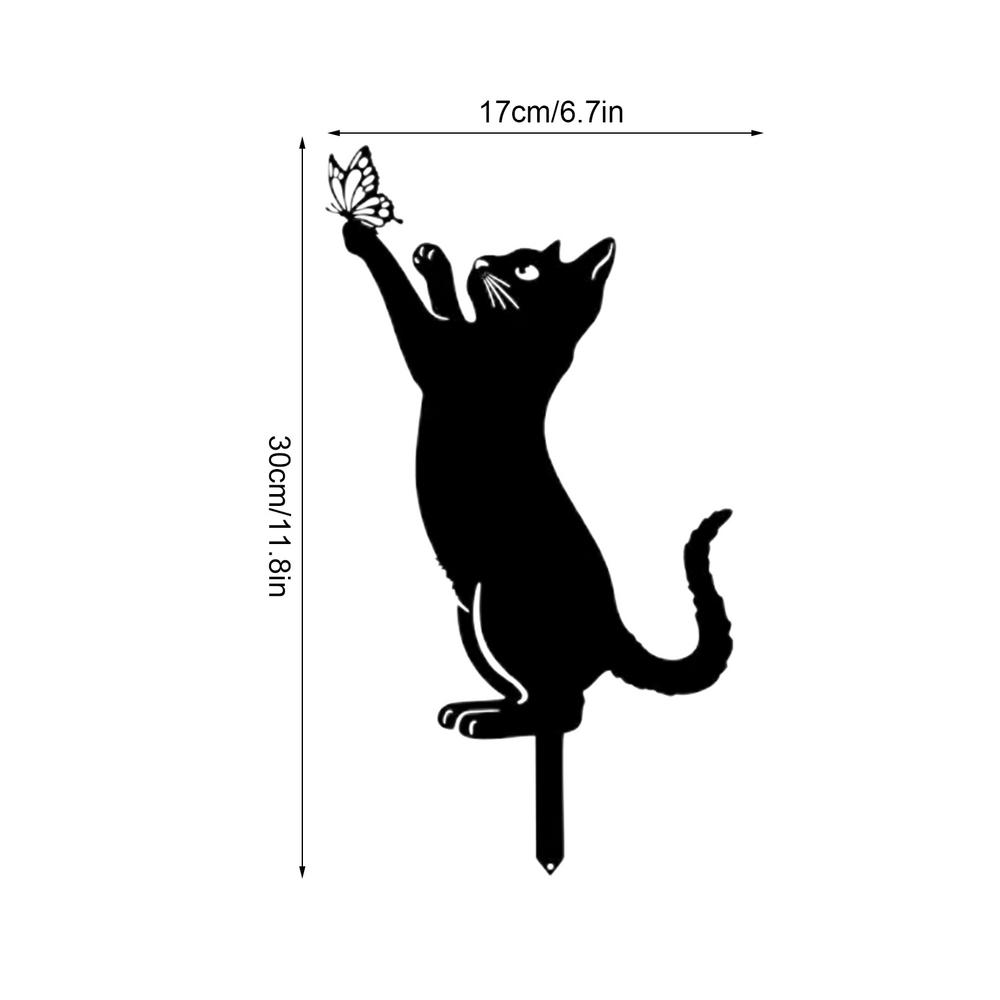 Black Cat Garden Stake Cute Metal Cat Statue Garden Statues Fine Craftsmanship Cat Patio Decorations For Yard Lawn Outside Patio