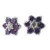 [M1742] - Purple 'Crystal Flowers' Silver Earrings