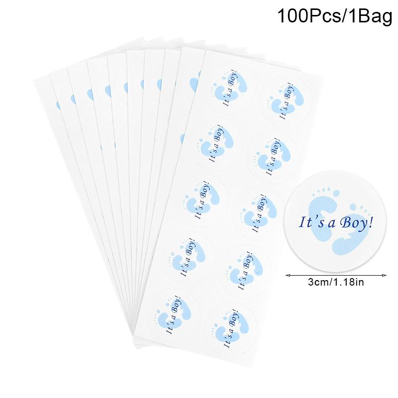 100 шт. Круглые наклейки «Это мальчик/Это девочка», этикетки для крещения, определения пола ребенка, товары для вечеринки по случаю первого дня рождения, коробки с конфетами, украшения, подарок
