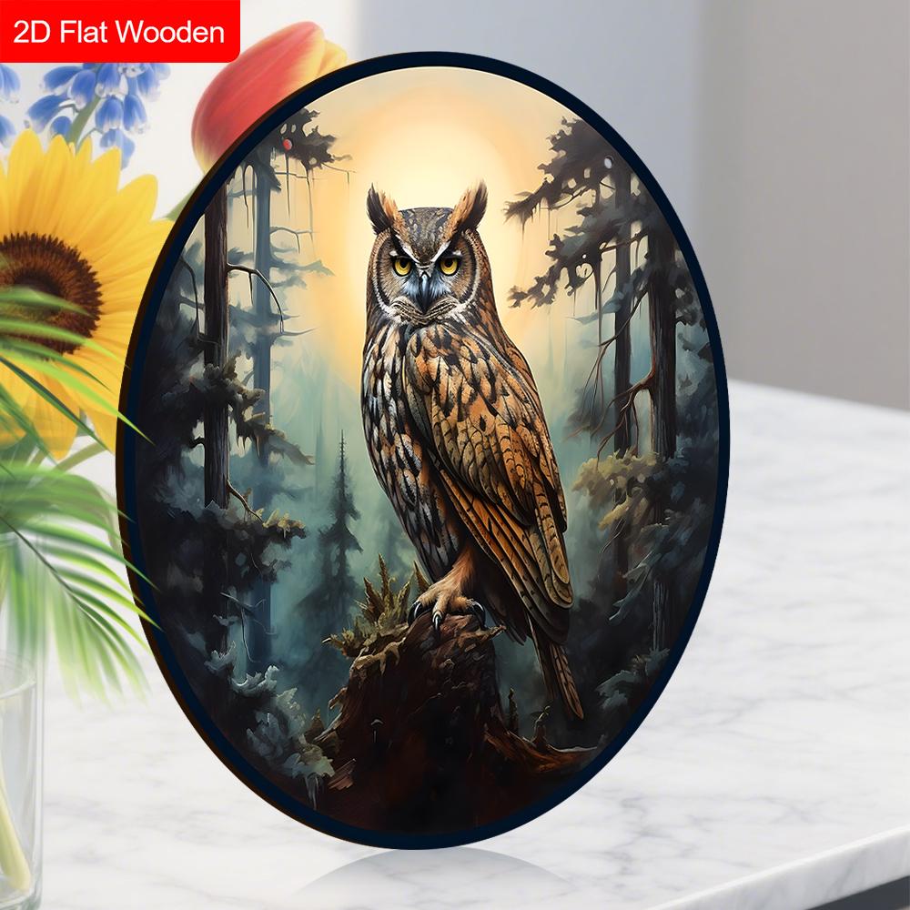 4 Different Styles of Russian Wooden Sign with Owls Pattern, Round Sign for Front Door, Wall Hanging Decor, Ideal Gift for Friend & Family