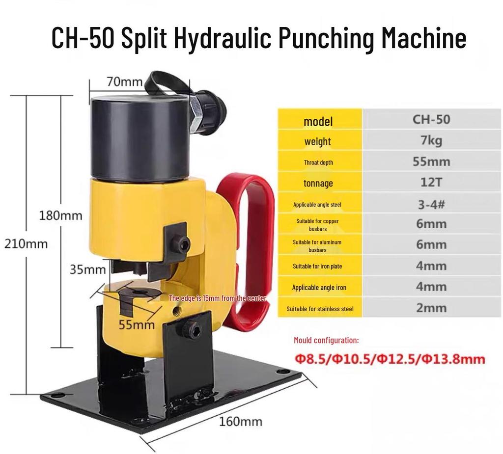 Hydraulic Punching Machine CH-60/70: Portable Electric Manual for Copper, Aluminum Bars, and Angle Steel