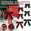 Christmas Red And Green Velvet Ribbon Bow Handmade Tailcoat Cutting Christmas Tree Gift Box Decoration Bow
