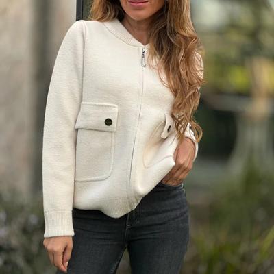 Женский модный повседневный кардиган-жакет однотонного цвета с длинными рукавами