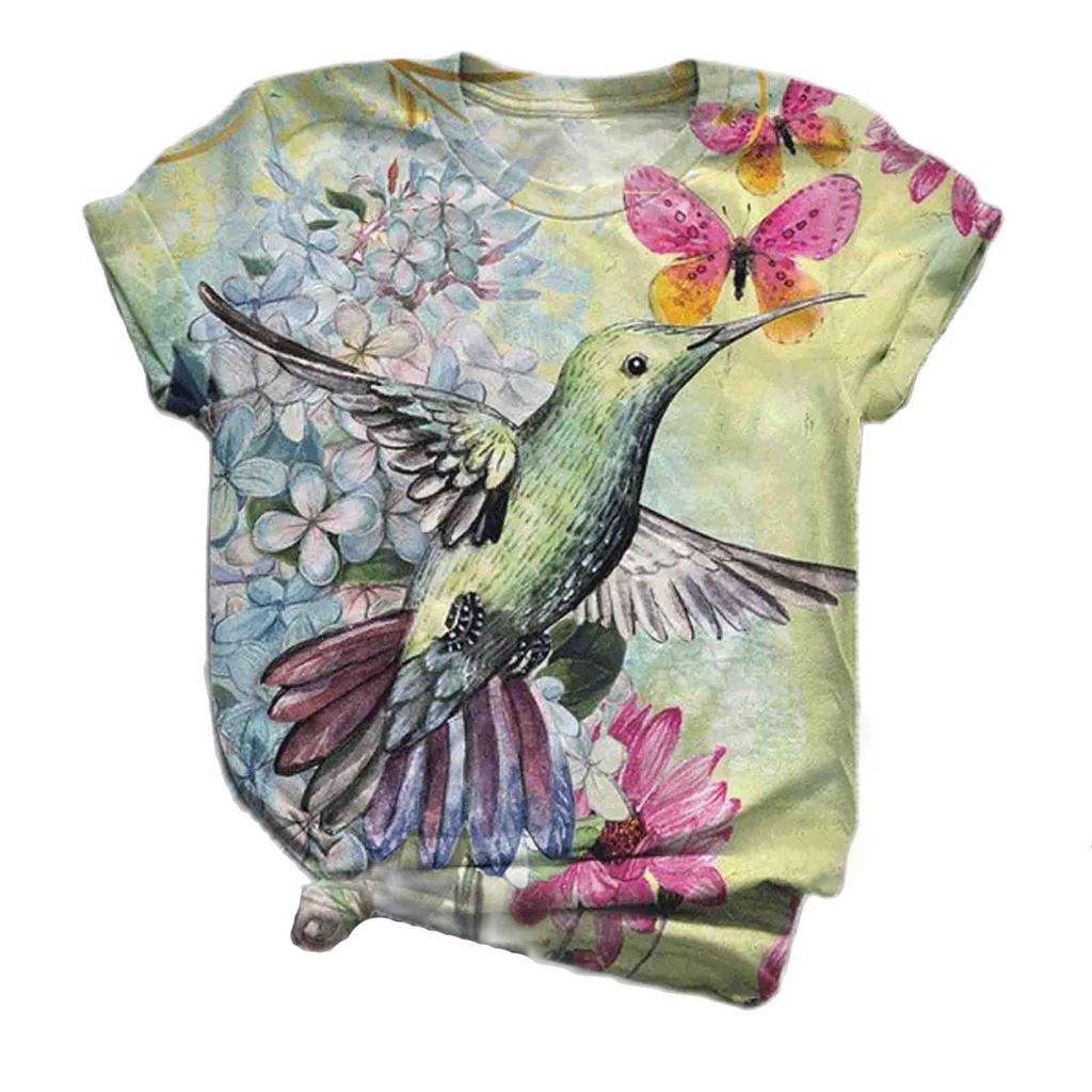 Summer Fashion Cute Birds 3D Print T-shirts Women Streetwear Casual Harajuku Short Sleeve T Shirt O-neck Kids Tees Tops Clothing