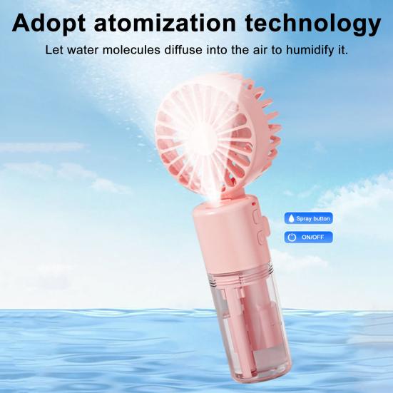 Портативный ручной вентилятор для распыления, 4 скорости, мощный поток воздуха, низкий уровень шума, работающий от аккумулятора, перезаряжаемый мини-вентилятор для персонального охлаждения