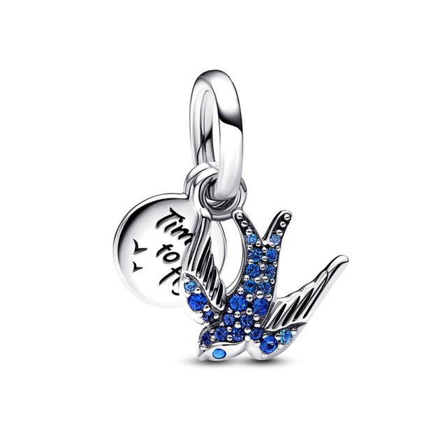 New 925 Sterling Silver Hummingbird Swallow Leaf Spring Charms For Temperament Bracelet &Necklace Valentines