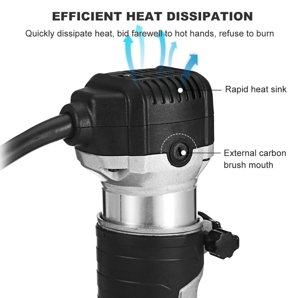 Электрический триммер 2300 Вт 40000 об/мин Ручной триммер для дерева Деревообработка Гравировка Пазование Пальцевая фреза Ламинаторезный станок Комплект
