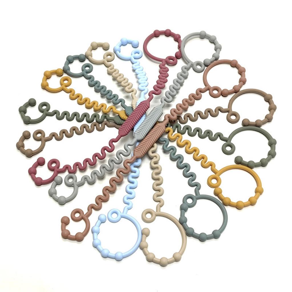 Food Grade Silicone Teether Hold Cup Catcher Toy Seat Belts Drinking Cup Holder Strap for Pushchair High Chair Car Seat