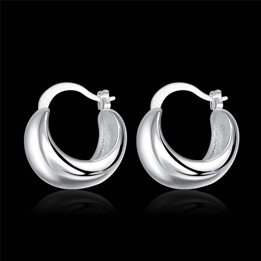 Personality Hyperbole 925 Sterling Silver Simple Smooth Egg Hoop Clip-on Earrings For Women Sterling-Silver-Jewelry Pendientes