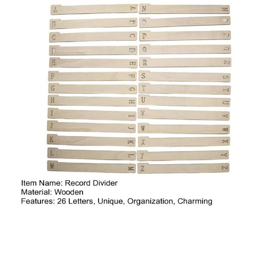 Алфавитные деревянные разделители для виниловых пластинок 26 шт. Органайзер-держатель для виниловых пластинок, DVD, книг, разделитель по буквам А-Я, аксессуар для полочного хранения для