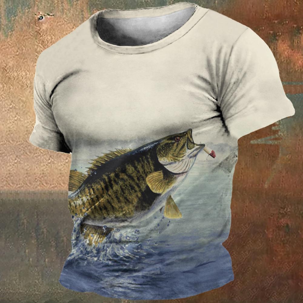 Summer Men's T-Shirts Fishing Pattern T-shirt Top 3D Print Hip Hop Loose Short Sleeve Streetwear Oversized Vintage T Shirts