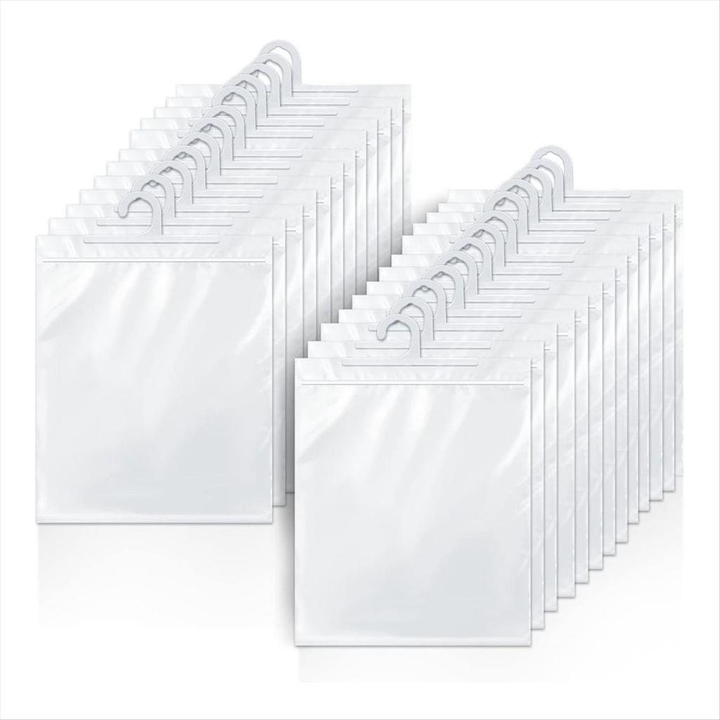 BHBL Hanging Storage Bags 24 Pack, Large Hook 10 X 12.5-Inch Clear Plastic Bags for Classroom, Library and Pharmacy