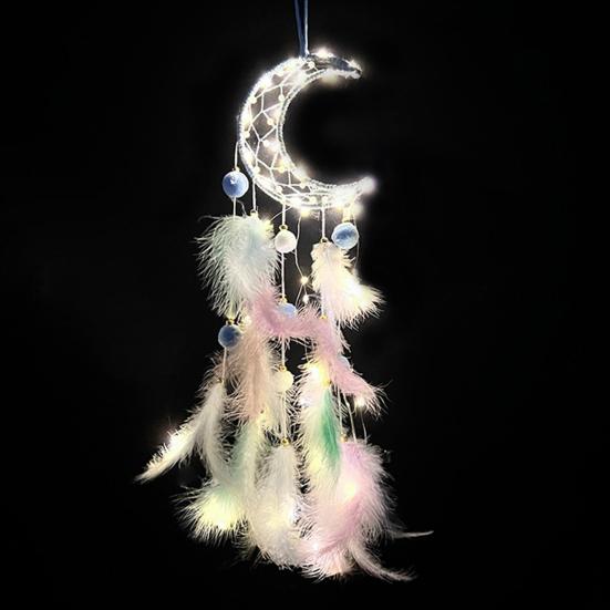 Colorful Feather Dream Catcher with Lamp Strip Living Room Girls Bedroom Wall