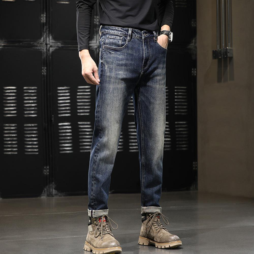 Elastic jeans men's American classic retro new loose straight trendy pants men's casual denim trousers men