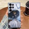 Чехол для телефона Auto Memory Doll V-Violet E-Evergarden для Samsung S25, S24, S21, S22, S23, S20, Ultra, S26, Plus, Fe, Note, 5G Черный
