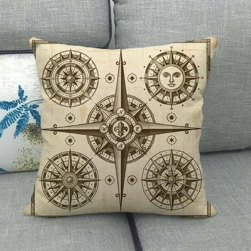 Nautical Elements: Rudder And Compass Digital Printing Short Plush Pillow Covers For Car Sofa Office Cushion Cover Home Goods