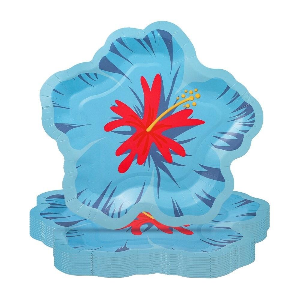10Pcs Hibiscus Flower Pattern Hibiscus Paper Plates Paper Party Plates Single Use