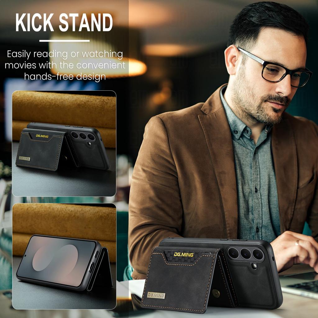 DG.MING Серия M2 для Samsung Galaxy S25 FE Чехол PU+PC+TPU Чехол для телефона Съемный кошелек