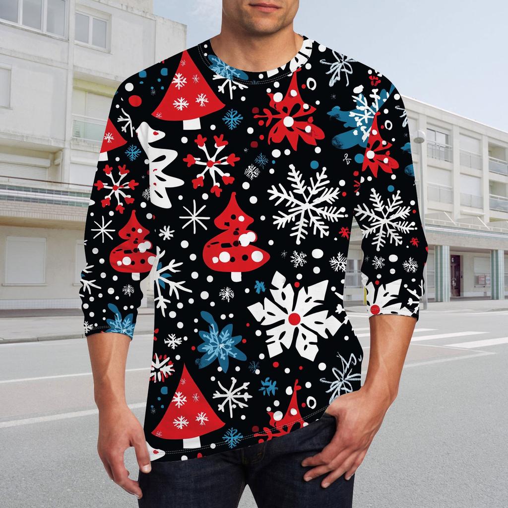 Муж. Футболка Круглый вырез Одежда Одежда На открытом воздухе Длинный рукав С принтом Модельер Винтаж