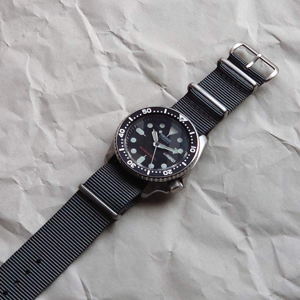 20mm NATO G10 Ballistic Nylon Watch Military Dark [time+] Strap, Band, Gray/Brushed