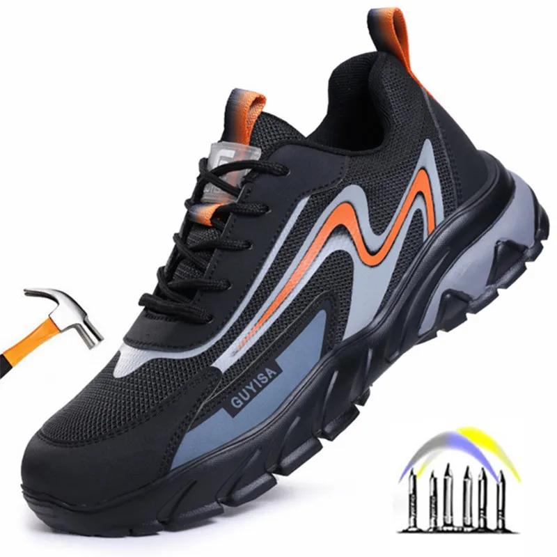 Light Safety Shoes For Men Non-Slip Work Shoes With A Steel Toe Anti Smash Anti Puncture Industrial Protective Work Sneakers