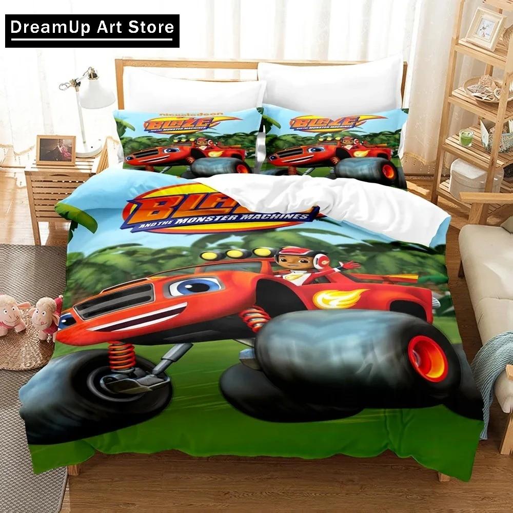 Комплект постельного белья с 3D-принтом Blaze N Monster Machines, пододеяльник с рисунком, двуспальный, двуспальный, двуспальный, для взрослых мальчиков, постельное белье, пододеяльник