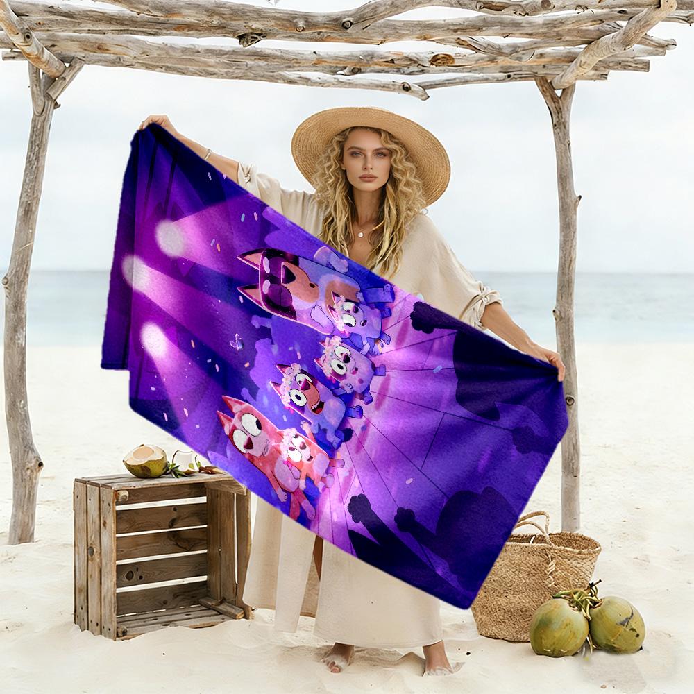 Bluey concert party soft beach towel Comfortable erfect for Travel Beach Swimming Vibrant Pattern Wedding Party Gift