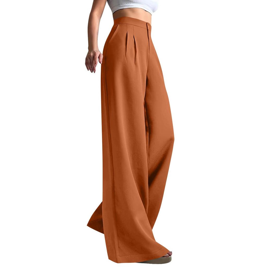 Рабочие брюки женские деловые повседневные с высокой посадкой и широкими штанинами, нарядные рабочие наряды