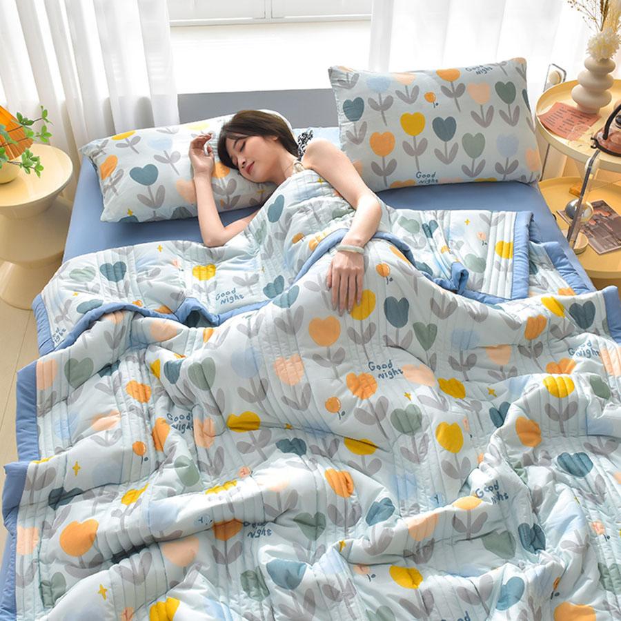 Summer Thin Comforter Soft Air-Conditioned Four Season Comforter Machine Washable Single Double Blanket Ultrasonic Quilted Quilt