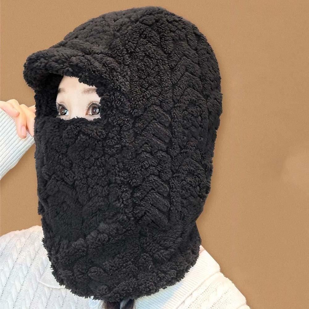 Polyester Warm Wrap Head Hat Solid Color Compact Cap Scarf Ski Windproof Cap  Women