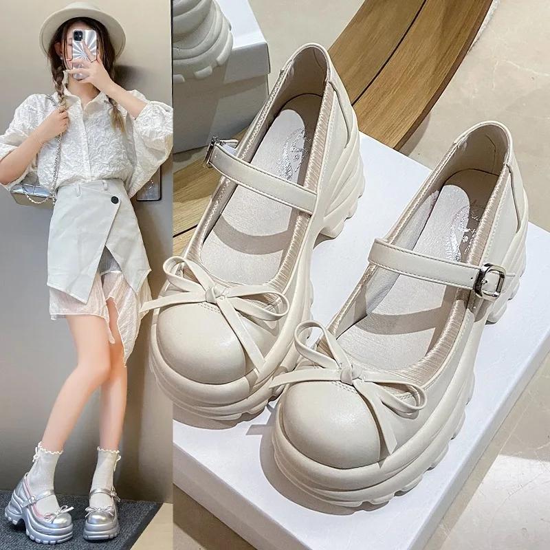 Модные 8,5 см новые осенние кроссовки на толстой платформе с бабочкой, женские туфли-лодочки в стиле панк с толстой подошвой, нескользящие, для ходьбы, повседневные туфли