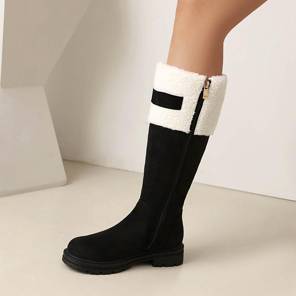 Krazing Po Flock Fur Keep Warm Winter Round To Western Boots Size 44 Size 48 Size 47 Chunky Heels Knee Boots