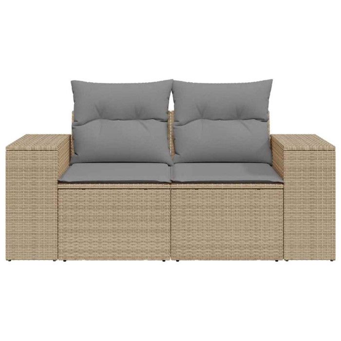 VidaXL Canapé de jardin avec coussins 2 places beige résine tressée 366108