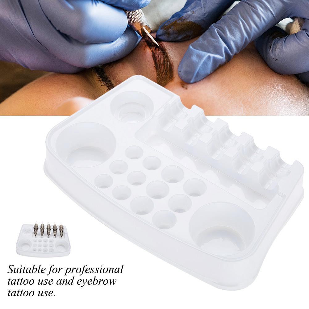 12Pcs Disposable Plastic Tattoo Cartridge Color Tray Needle Holder Stand Trays Tattoo Plate