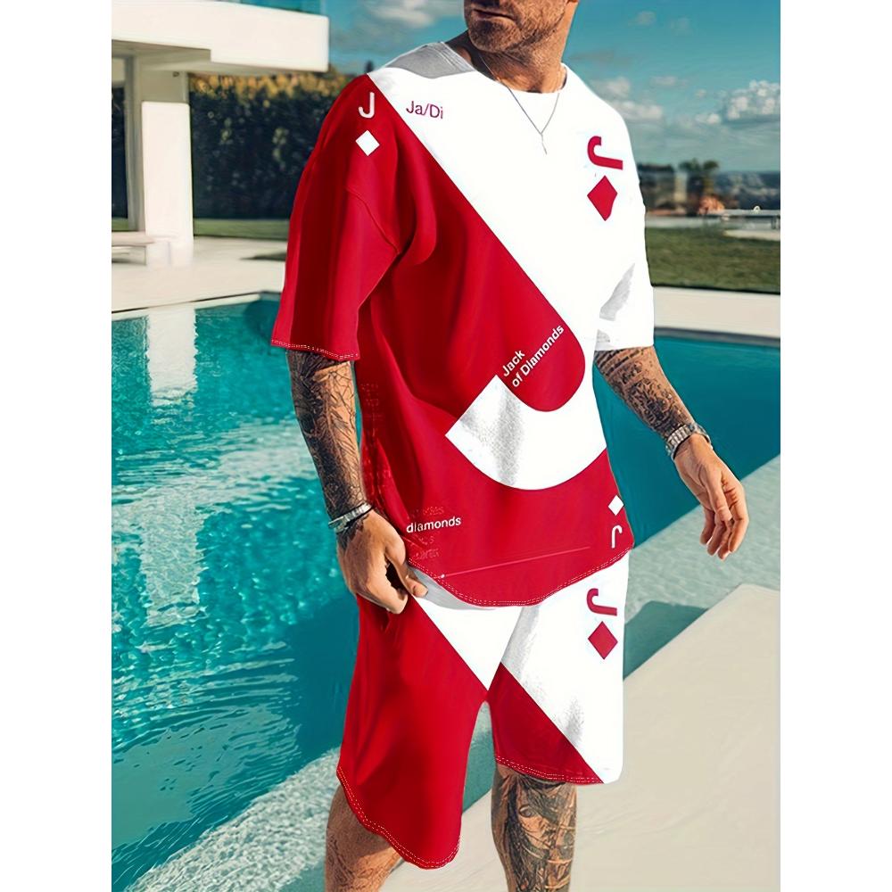 Мужская футболка и шорты в гавайском стиле с 3D-принтом, летний повседневный комплект с короткими рукавами для отдыха на природе и пляжа, мужские повседневные шорты