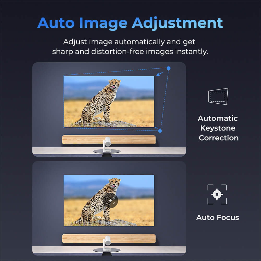 ETOE Проектор Starfish Plus со встроенным Google TV, вращение на 140°, автоматическая настройка экрана и сенсорный ночник