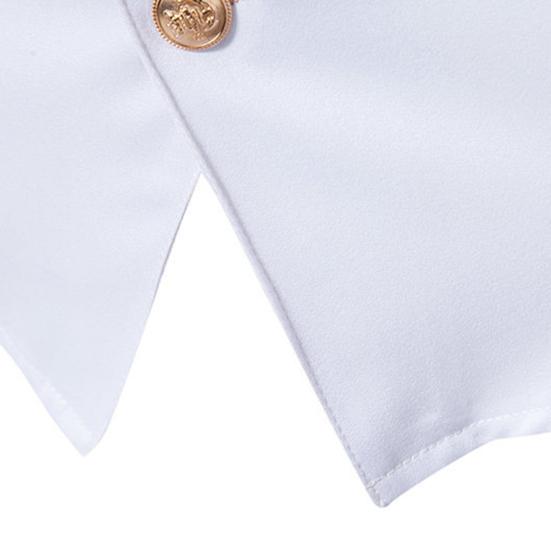 Мужская рубашка в стиле ретро, ​​двубортный Королевский стиль, воротник-стойка с длинным рукавом, однотонный, приталенный, формальный, мягкий дышащий мужской топ средней длины