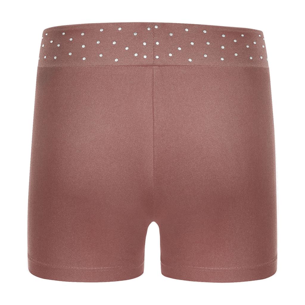 Girls Performance Shorts Sparkling Rhinestones Waistband Figure Skating Dance Gymnastics Bottom