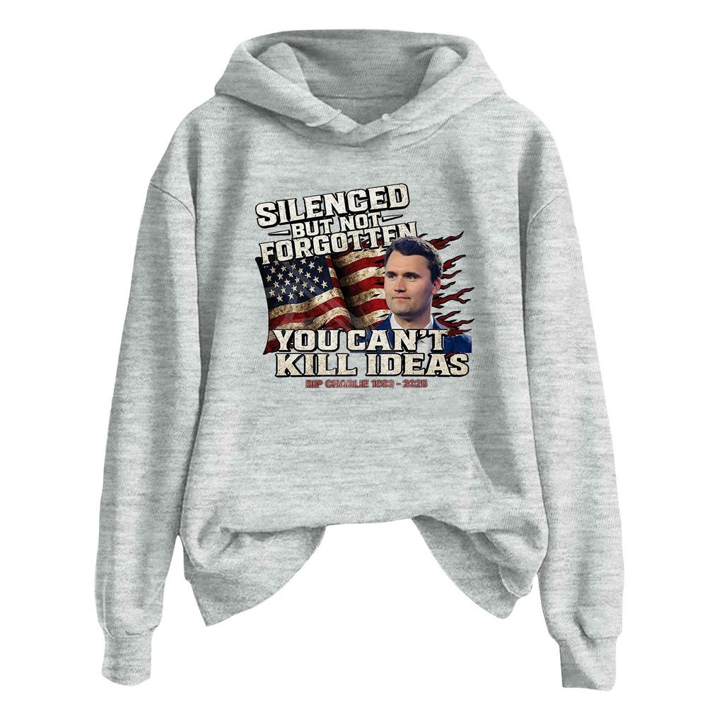 Ladies Fashion Casual Long Sleeve Printed Round Neck Hoodie Pullover Top